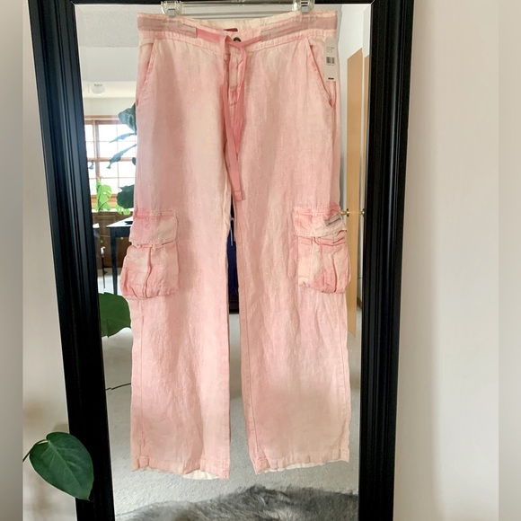 Ag Adriano Goldschmied Pink Tie Dye Cargo Pants - Picture 1 of 9